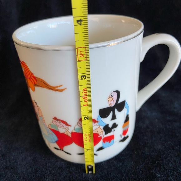1970s VTG Walt Disney Productions Alice in Wonderland Coffee Cup Mug Metal Rim - Picture 10 of 11